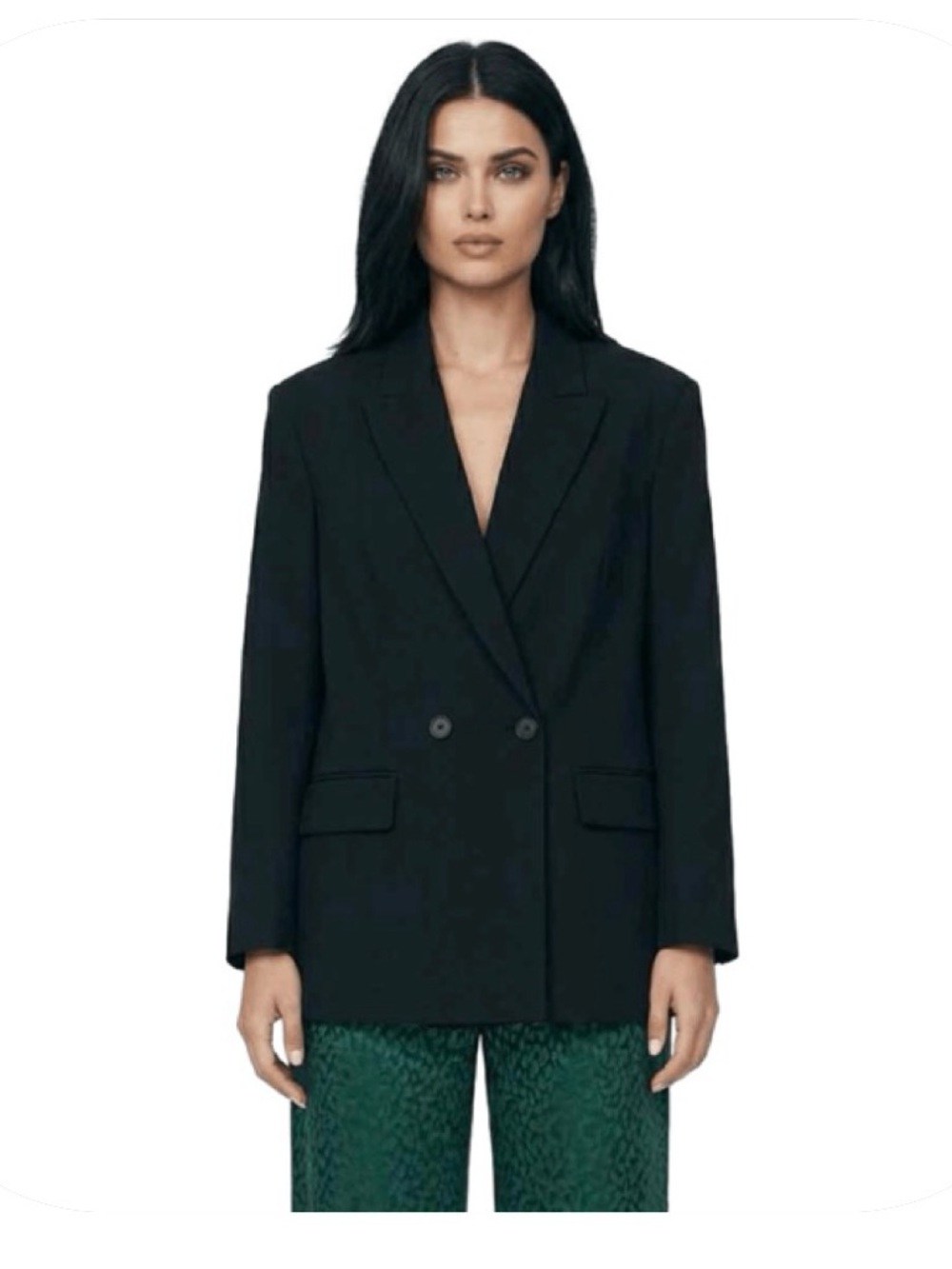 Zara S black oversized double breasted blazer